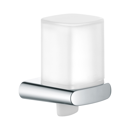 Immagine di Keuco ELEGANCE spandisapone in acrilico, completo di supporto ed erogatore per sapone liquido, finitura cromo 11652010100