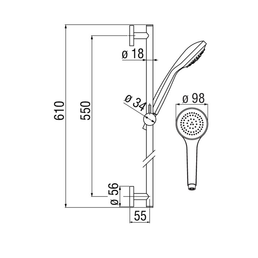 Immagine di Nobili NEW ROAD asta murale, finitura cromo AD140/36CR