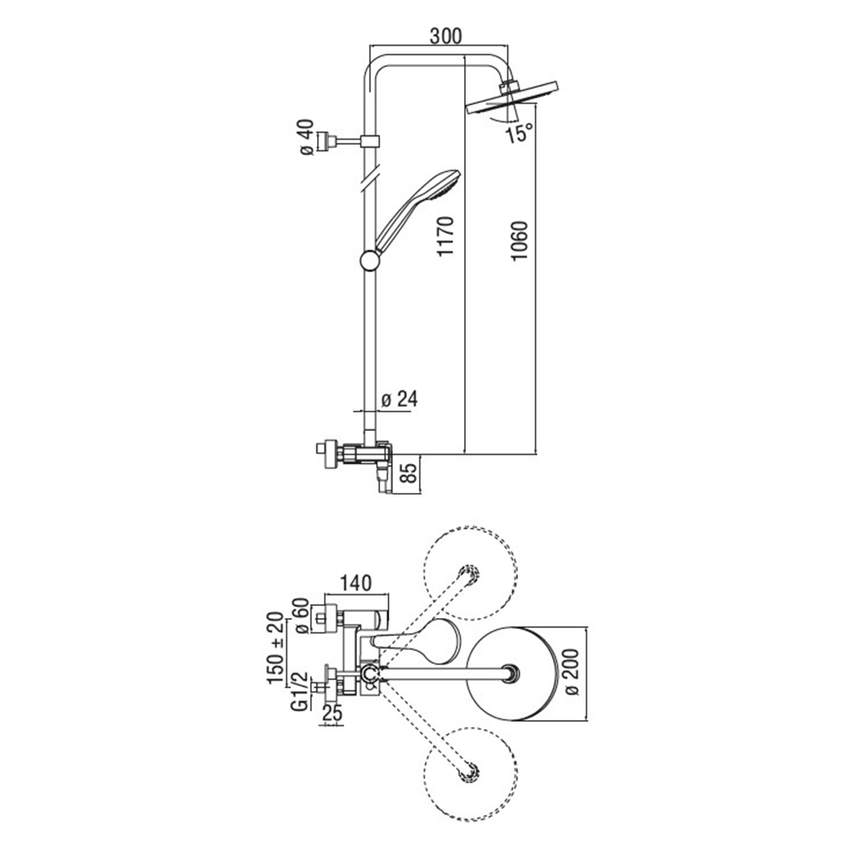 Immagine di Nobili NEW ROAD colonna doccia monocomando esterno, finitura cromo RD00130/30CR