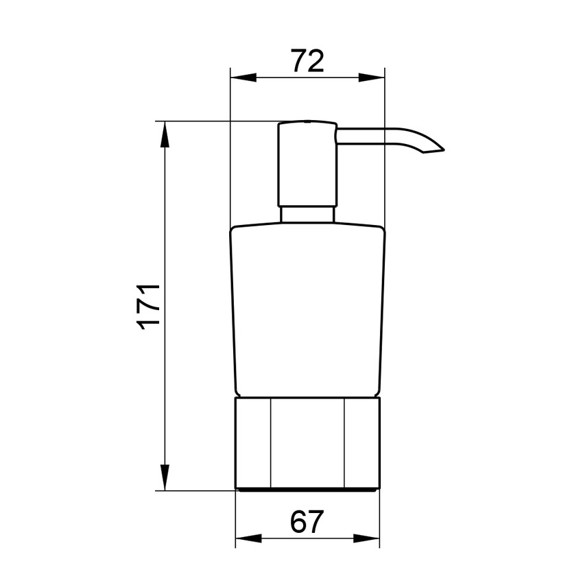 Immagine di Keuco ELEGANCE spandisapone P.7 cm da appoggio, in cristallo satinato completo di supporto ed erogatore per sapone liquido, finitura cromo 11654019001