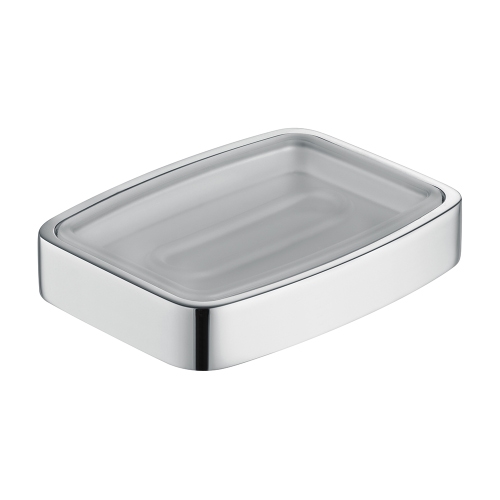 Immagine di Keuco ELEGANCE portasapone da appoggio, completo di bacinella in cristallo satinato, finitura cromo 11655019001