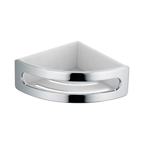 Immagine di Keuco ELEGANCE cestino angolare, con bacinella estraibile colore bianco, per doccia, finitura cromo 11657010000