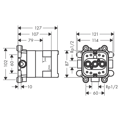 Immagine di Axor corpo incasso per soffione doccia con braccio doccia 35361180