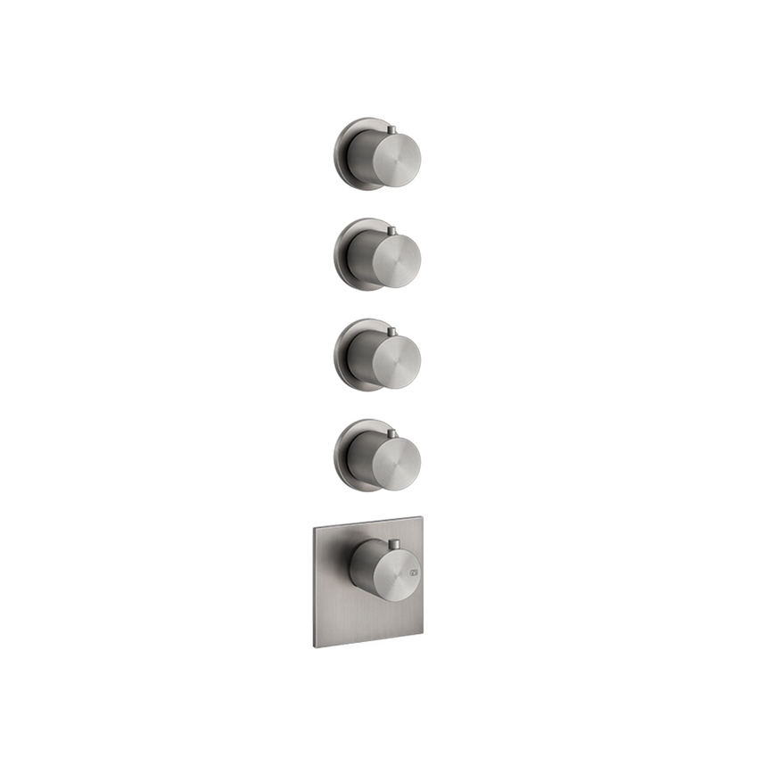Immagine di Gessi WELLNESS miscelatore termostatico ad alta portata, 4 uscite, installazione verticale o orizzontale, finitura black metal brushed PVD 54508#707