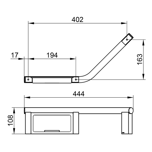 Immagine di Keuco PLAN maniglione 135° con portasapone, versione destra, finitura cromo 14909011037