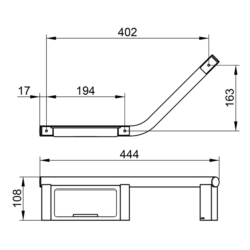 Immagine di Keuco PLAN maniglione 135° con portasapone, versione destra, finitura cromo 14909011037