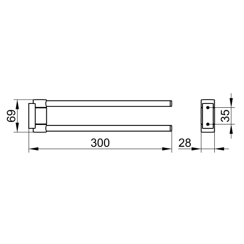 Immagine di Keuco PLAN portasalviette doppio a snodo P.30 cm, finitura cromo 14919010000