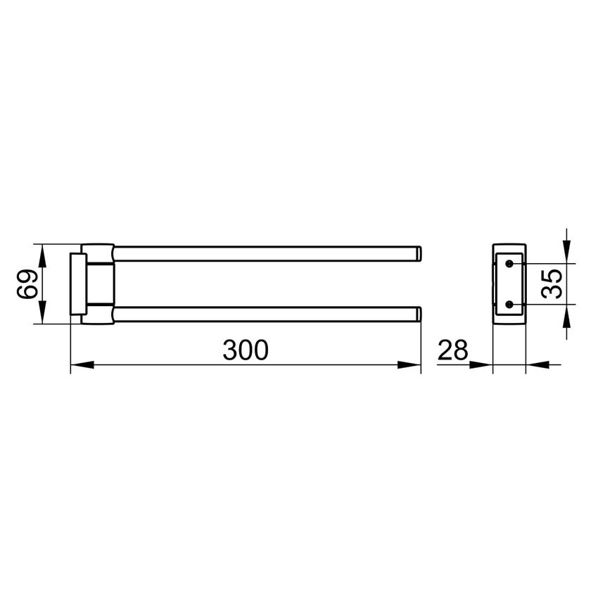 Immagine di Keuco PLAN portasalviette doppio a snodo P.30 cm, finitura cromo 14919010000