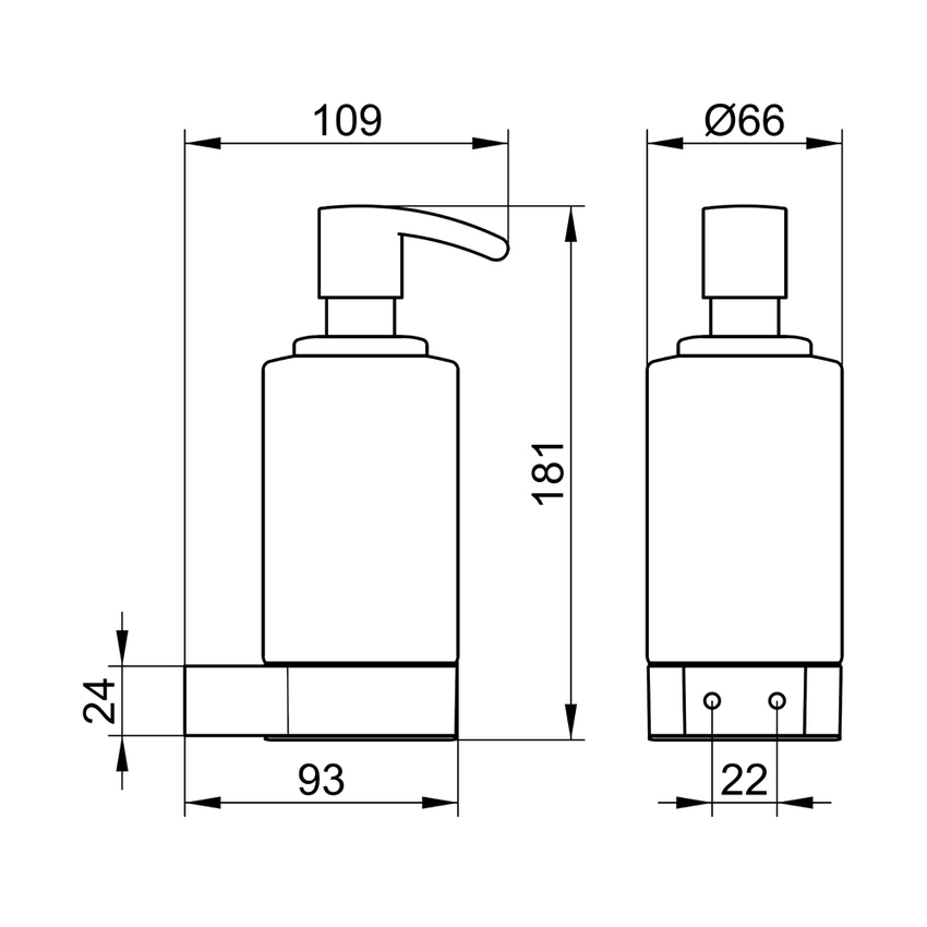Immagine di Keuco PLAN spandisapone a schiuma con bicchiere in cristallo satinato, completo di supporto ed erogatore, finitura cromo 14957019000