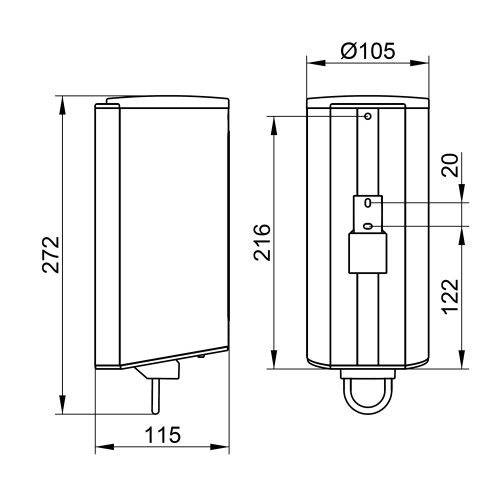 Immagine di Keuco PLAN spandisapone con contenitore in acrilico ed erogatore, finitura cromo 14954010100