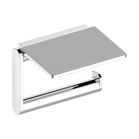Immagine di Keuco PLAN portarotolo aperto, con mensola e inserto antiscivolo grigio, per larghezza rotoli 100-120 mm, finitura cromo 14973010000