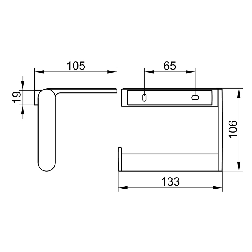 Immagine di Keuco PLAN portarotolo aperto, con mensola e inserto antiscivolo grigio, per larghezza rotoli 100-120 mm, colore nero finitura opaco 14973370000