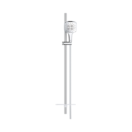 Immagine di Grohe RAINSHOWER SMARTACTIVE 130 CUBE set asta doccia con 3 getti, con manopola doccia, asta doccia, flessibile e mensola porta oggetti, finitura cromo 26586000