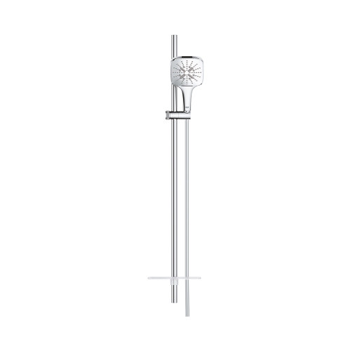 Immagine di Grohe RAINSHOWER SMARTACTIVE 130 CUBE set asta doccia con 3 getti, con manopola doccia, asta doccia, flessibile e mensola porta oggetti, finitura cromo 26586000