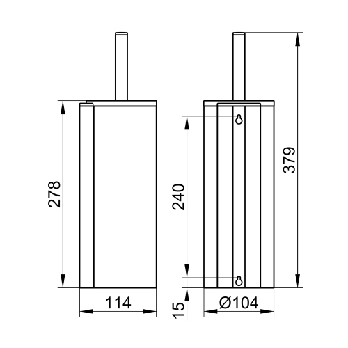 Immagine di Keuco PLAN portascopino completo di bacinella in acrilico satinato, asta completa di scovolo e scovolo di ricambio, finitura cromo 14964010100