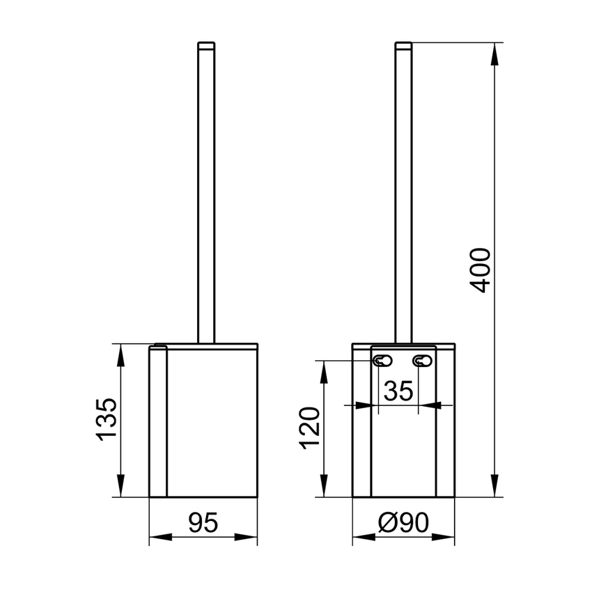 Immagine di Keuco PLAN portascopino completo di bacinella in acrilico bianco, asta completa di scovolo bianco e scovolo di ricambio, finitura cromo 14972010100
