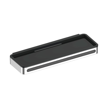 Immagine di Keuco PLAN cestino doccia composto da supporto in metallo finitura cromo, bacinella estraibile in plastica, colore grigio scuro 14959010037