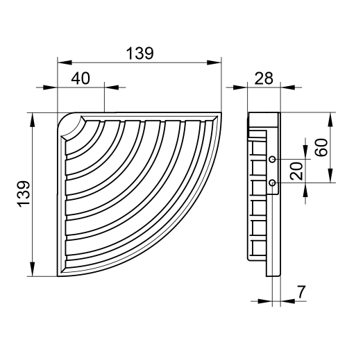 Immagine di Keuco Cestino doccia angolare L.13 cm, estraibile, con fissaggio nascosto, finitura cromo 24943010000
