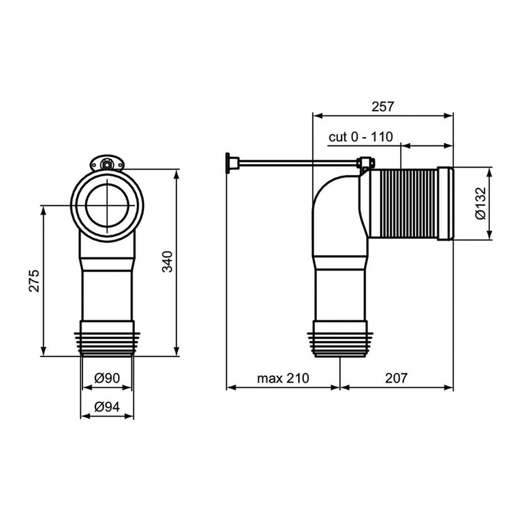 Ideal Standard T Curva Tecnica Per Scarico A Pavimento Regolabile