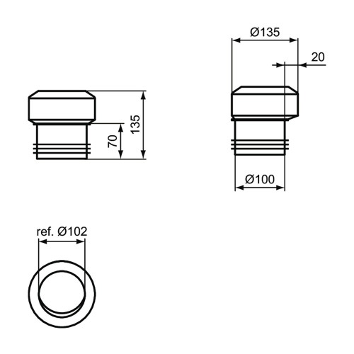 Immagine di Ideal Standard Raccordo di scarico eccentrico ±20 mm, finitura neutro T002867