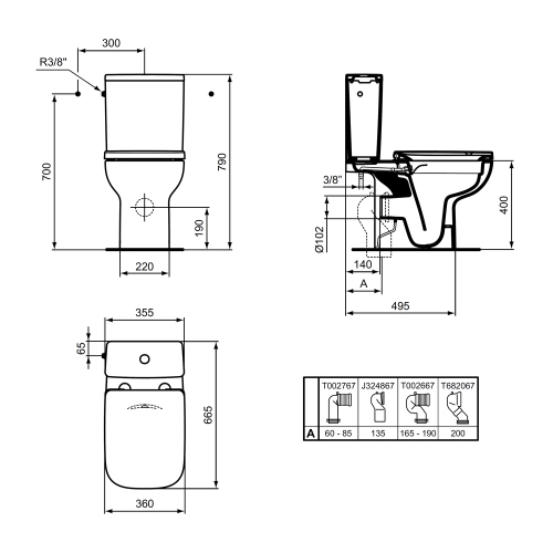 Immagine di Ideal Standard I.LIFE A vaso a terra, per cassetta RimLS+, senza sedile e senza cassetta, colore bianco finitura lucido T452701