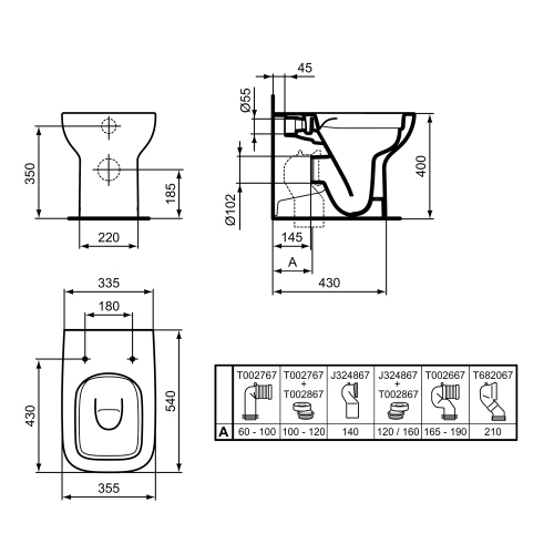 Immagine di Ideal Standard I.LIFE A vaso a terra RimLS+, a filo parete, universale, senza sedile, colore bianco finitura lucido T463101