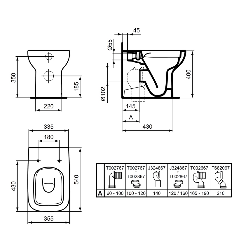Immagine di Ideal Standard I.LIFE A vaso a terra RimLS+, a filo parete, universale, senza sedile, colore bianco finitura lucido T463101