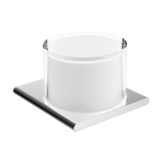 Immagine di Keuco EDITION 400 spandisapone con bicchiere in cristallo satinato, completo di supporto ed erogatore per sapone liquido, finitura cromo 11552019000