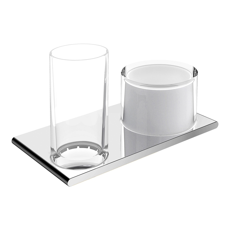 Immagine di Keuco EDITION 400 supporto doppio con bicchiere, spandisapone ed erogatore, finitura cromo 11553019000