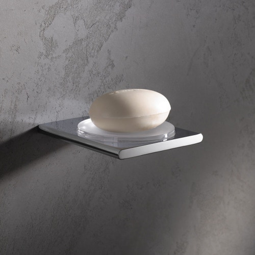 Immagine di Keuco EDITION 400 portasapone, completo di bacinella in cristallo satinato, finitura cromo 11555019000