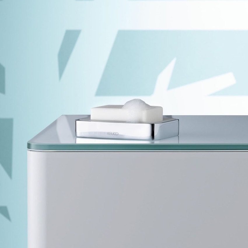 Immagine di Keuco ELEGANCE portasapone con bacinella estraibile in cristallo satinato, finitura cromo 11655019000