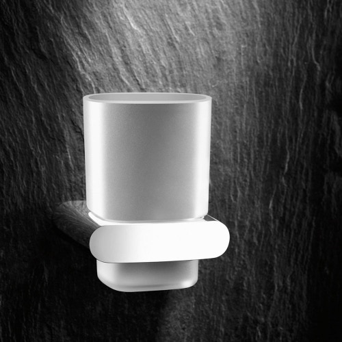 Immagine di Keuco ELEGANCE portabicchiere, completo di bicchiere in cristallo satinato, finitura cromo 11650019000