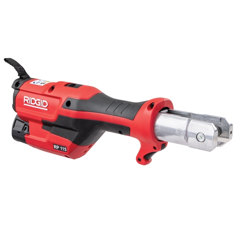 Immagine di Ridgid RP 115 Pressatrice 15 kN a batteria senza ganasce con caricabatterie da 12 V, batteria al litio Advanced 12 V 2.5 Ah e cassetta di trasporto 76938