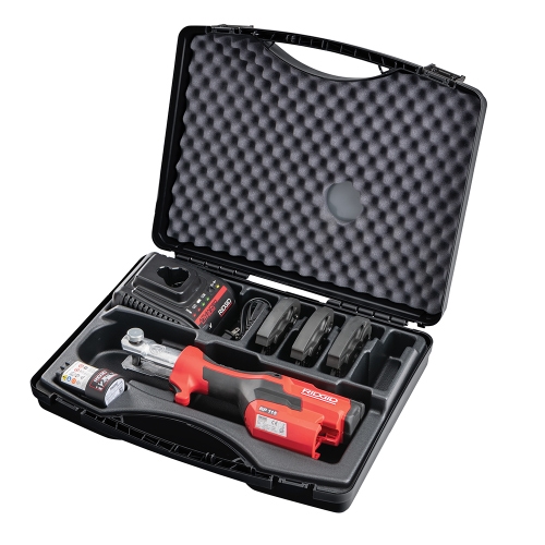 Immagine di Ridgid RP 115 Pressatrice 15 kN a batteria con caricabatterie da 12 V, batteria al litio Advanced 12 V 2.5 Ah, cassetta di trasporto e ganasce U16-20-25 76978