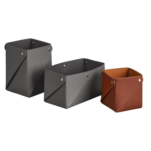 Immagine di Colombo Design ADJ MIU contenitore L.7 H.8 cm, per cosmetici, colore esterno cognac e interno bordeaux 05509/30