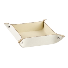 Immagine di Colombo Design ADJ cestino portaoggetti quadrato L.14 cm, per decorare e organizzare ripiani, colore esterno panna cotta e interno white 010910/16