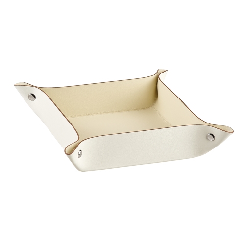 Immagine di Colombo Design ADJ cestino portaoggetti quadrato L.14 cm, per decorare e organizzare ripiani, colore esterno panna cotta e interno white 010910/16