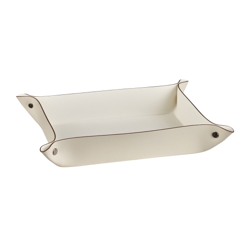 Immagine di Colombo Design ADJ cestino portaoggetti quadrato L.20 cm, per decorare e organizzare ripiani, colore esterno panna cotta e interno white 010716/10