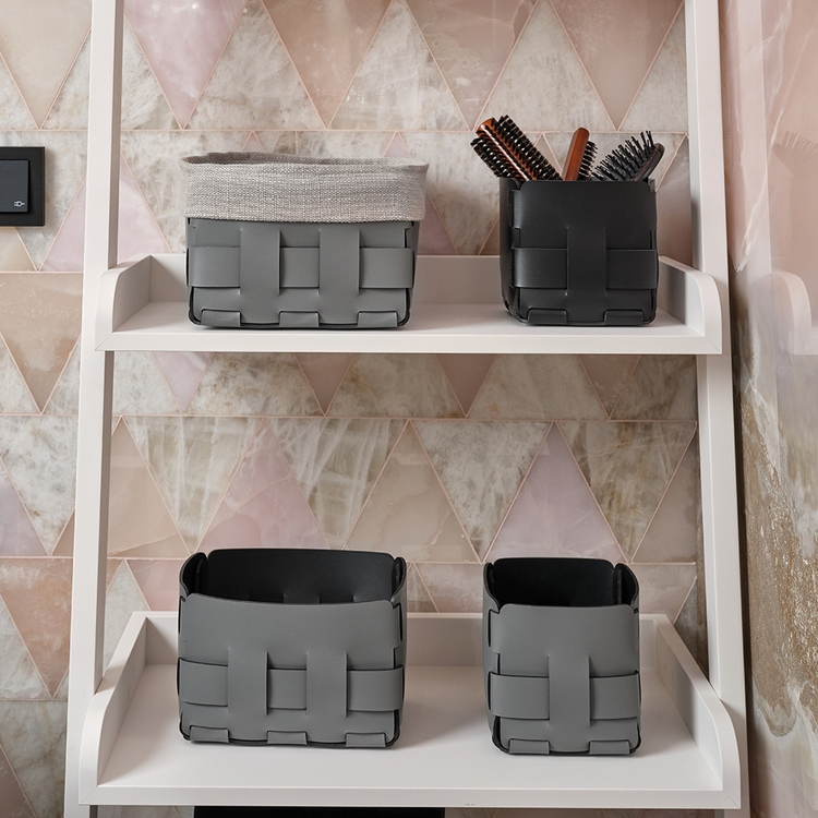 Immagine di Colombo Design ADJ cestino mini bottega L.19 P.12 cm, per organizzare piccoli spazi, colore esterno grey e interno black 101203/01