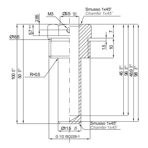 Immagine di Watts Pozzetto in ottone per G-200 per TB, stelo da 200 mm e attacco G1/2B PGUAOTT007