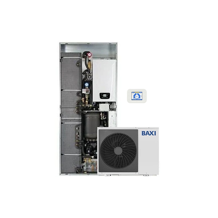 Immagine di Baxi CSI IN 10 ALYA H WI-FI sistema ibrido con integrazione caldaia (24 kW), pompa di calore monofase 10 kW, bollitore 150 litri, e pannello di comando remoto  A7818085+A7799993