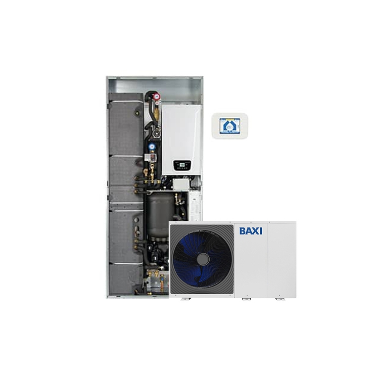 Immagine di Baxi CSI IN 8 AURIGA H 24 WI-FI sistema ibrido con integrazione caldaia (24 kW), pompa di calore monofase 8 kW, bollitore 150 litri, e pannello di comando remoto  A7818002+A7794572