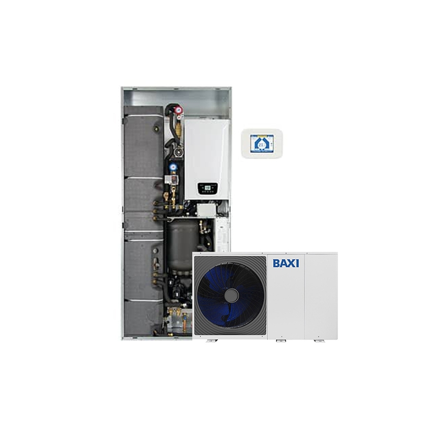 Immagine di Baxi CSI IN 10 AURIGA H 24 WI-FI sistema ibrido con integrazione caldaia (24 kW), pompa di calore monofase 10 kW, bollitore 150 litri, e pannello di comando remoto  A7818002+A7794573
