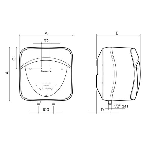 Ariston 3105075 ANDRIS ELITE 10/5 Scaldacqua elettrico di piccole  dimensioni con termostato elettronico per il controllo della temperatura,  installazione sopralavello