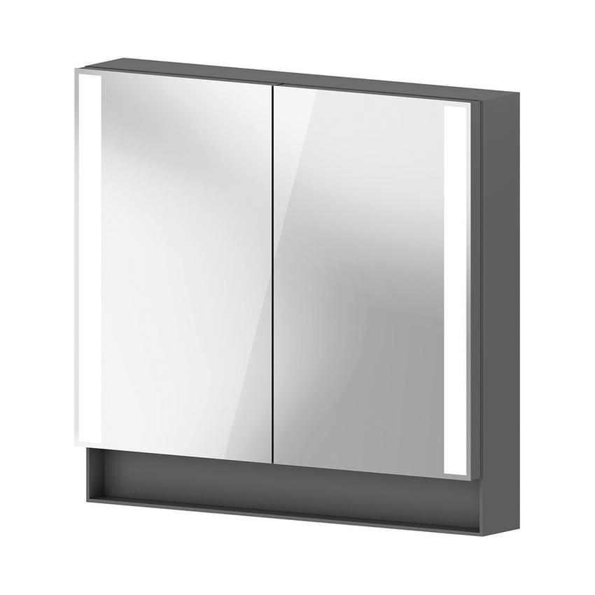 Immagine di Duravit QATEGO armadietto a specchio L.80 cm, con 2 ante e 2 ripiani, colore grigio grafite finitura opaco QA7151049490000