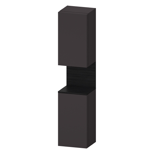 Immagine di Duravit QATEGO colonna sospesa H.176 cm, versione sinistra, con 2 ante e 2 ripiani in vetro, colore grigio grafite finitura opaco QA1346L16800000