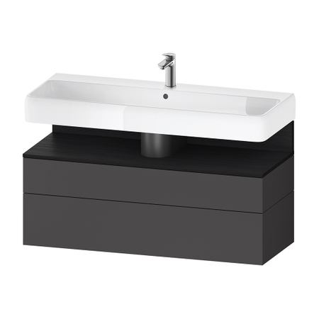 Immagine di Duravit QATEGO base sottolavab sospesa L.119 H.59 cm, con un cassetto e 1 elemento estraibile, colore grigio grafite finitura opaco QA4396016800000