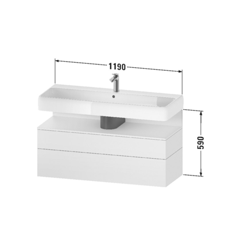 Immagine di Duravit QATEGO base sottolavab sospesa L.119 H.59 cm, con un cassetto e 1 elemento estraibile, colore grigio grafite finitura opaco QA4396016800000