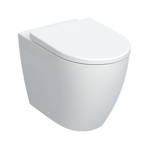 Immagine di Geberit ICON vaso a pavimento, a filo parete, RIMFREE® con sedile con discesa ammortizzata, colore bianco finitura lucido 502.383.00.1