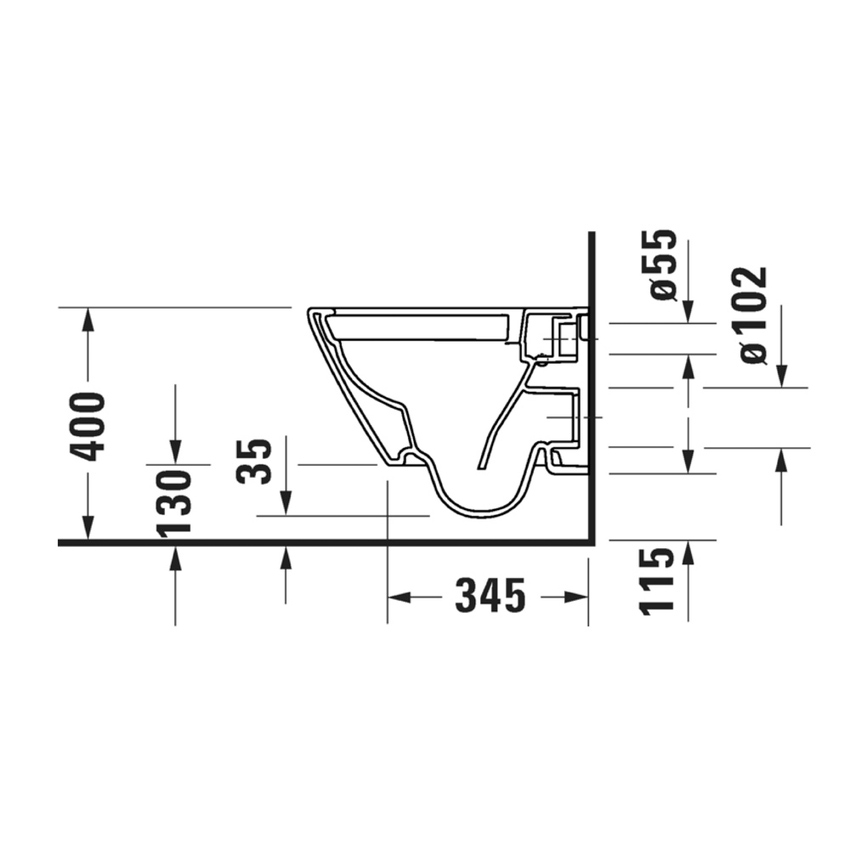 Immagine di Duravit D-NEO COMPACT vaso sospeso Rimless, a cacciata, senza brida e senza sedile, colore bianco finitura lucido 2588090000
